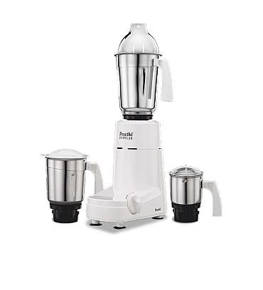 Preethi Popular Mixer Grinder 750 Watt with 3 Jars, 5 Year Warranty (White)